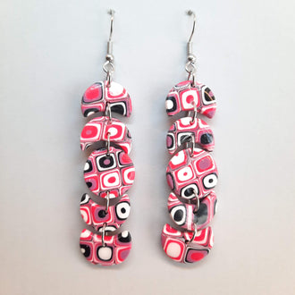 Pendientes Luna Rosa Verano con Ganchos Acero