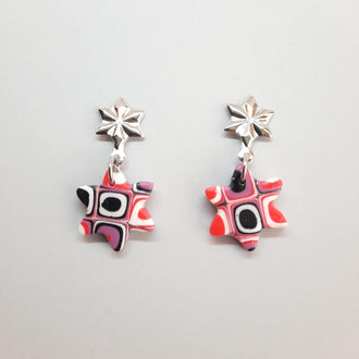 Pendientes Estrella Rosa Verano con Base Acero