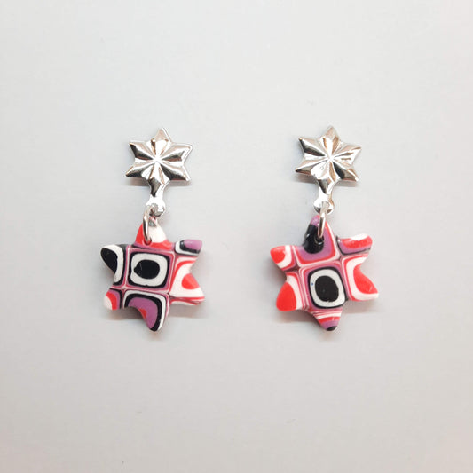 Pendientes Estrella Rosa Verano con Base Acero