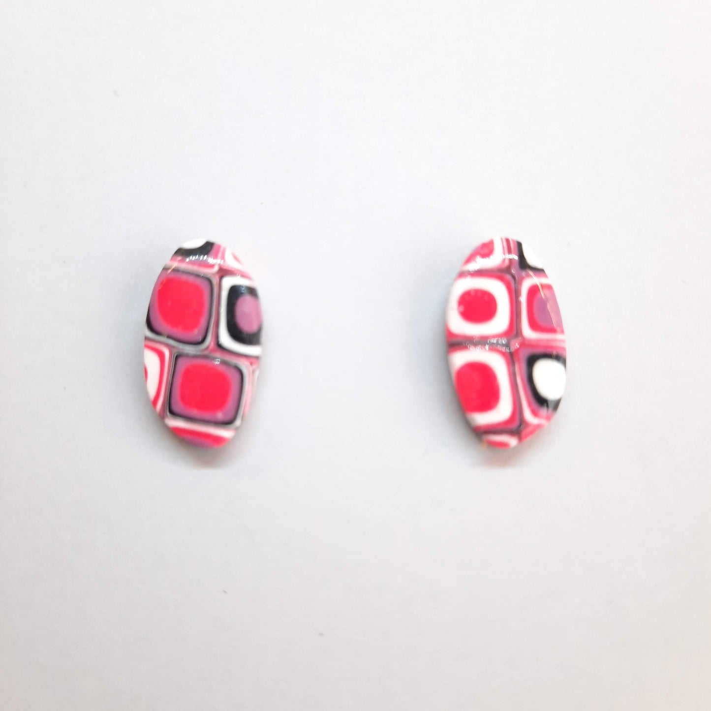 Pendientes Botón Ovalado Rosa Verano