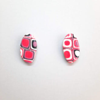 Pendientes Botón Ovalado Rosa Verano