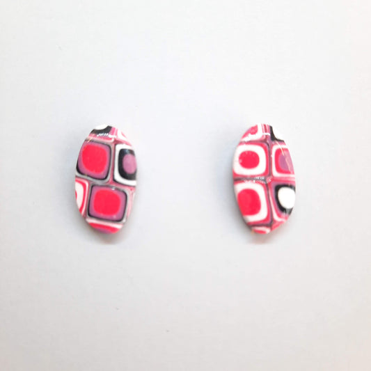 Pendientes Botón Ovalado Rosa Verano