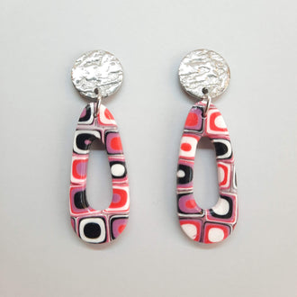 Pendientes Fantasy Mediano Rosa Verano con Base Acero