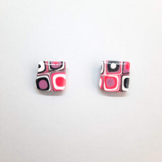 Pendientes Botón Cuadrado Rosa Verano