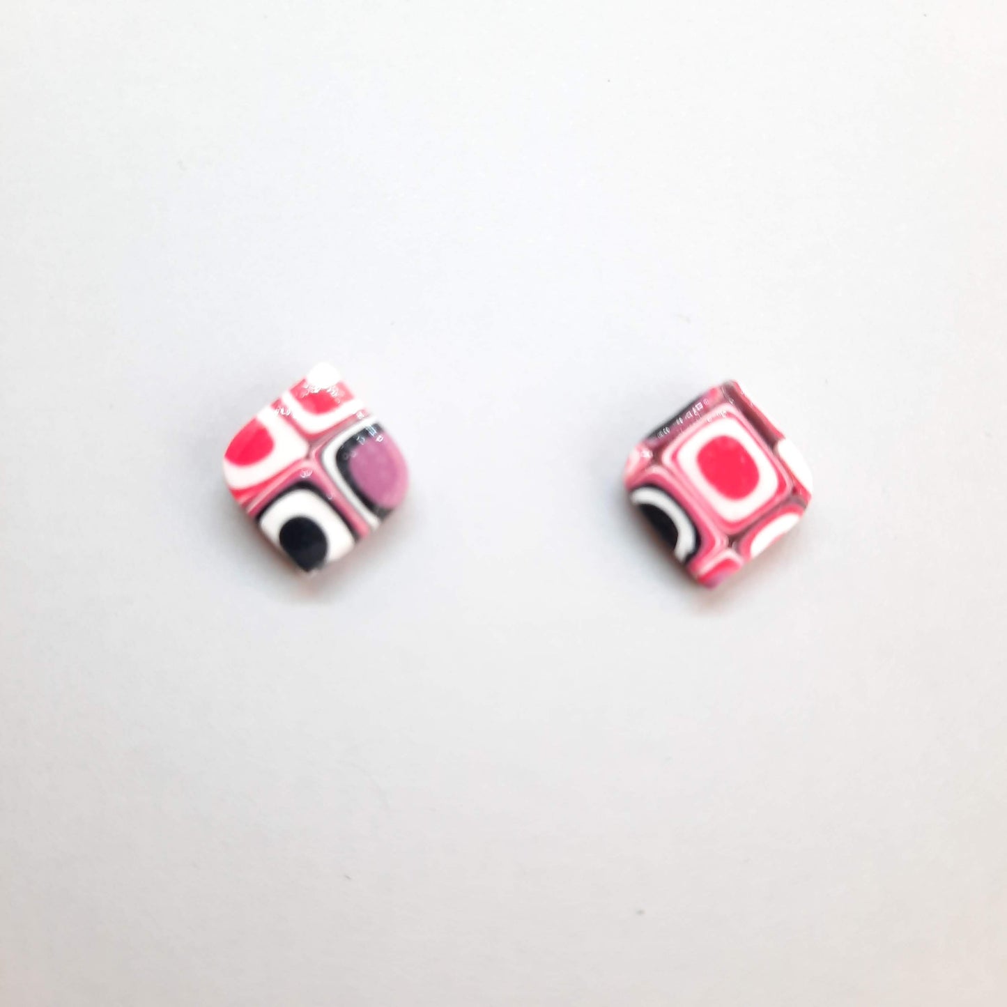 Pendientes Botón Cuadrado Rosa Verano