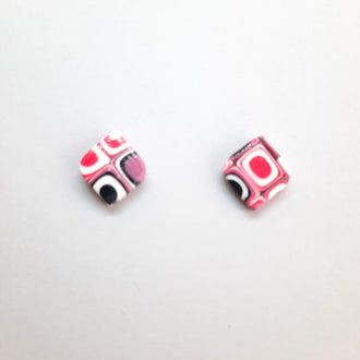 Pendientes Botón Cuadrado Rosa Verano