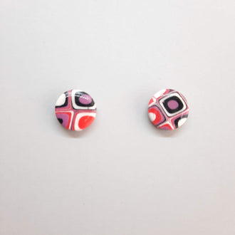 Pendientes Botón Mediano Redondo Rosa Verano