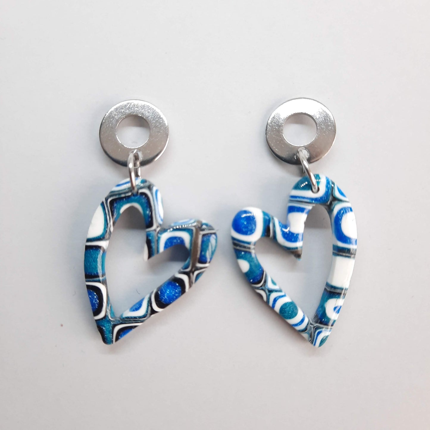 Pendientes Corazón Pasión Azul con Base Acero