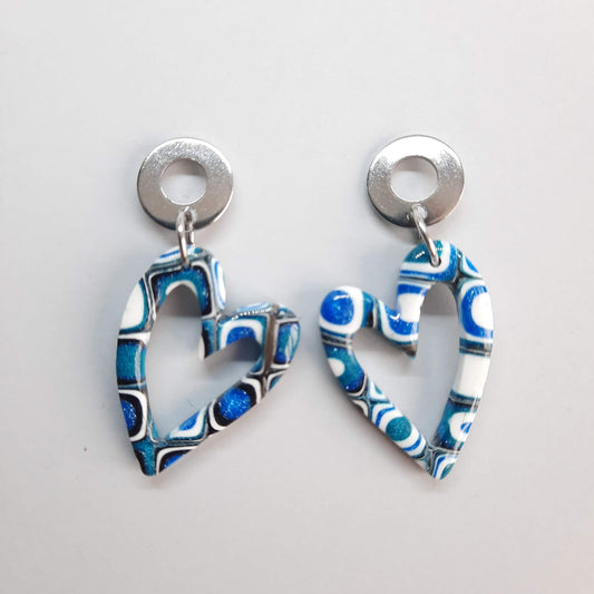 Pendientes Corazón Pasión Azul con Base Acero