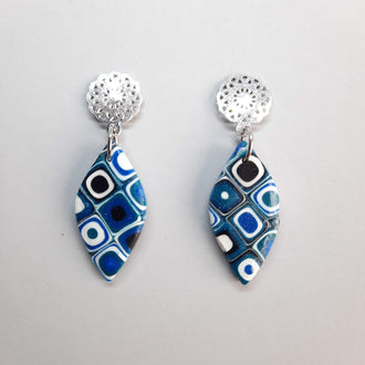 Pendientes Fantasy Pasión Azul con Base Acero