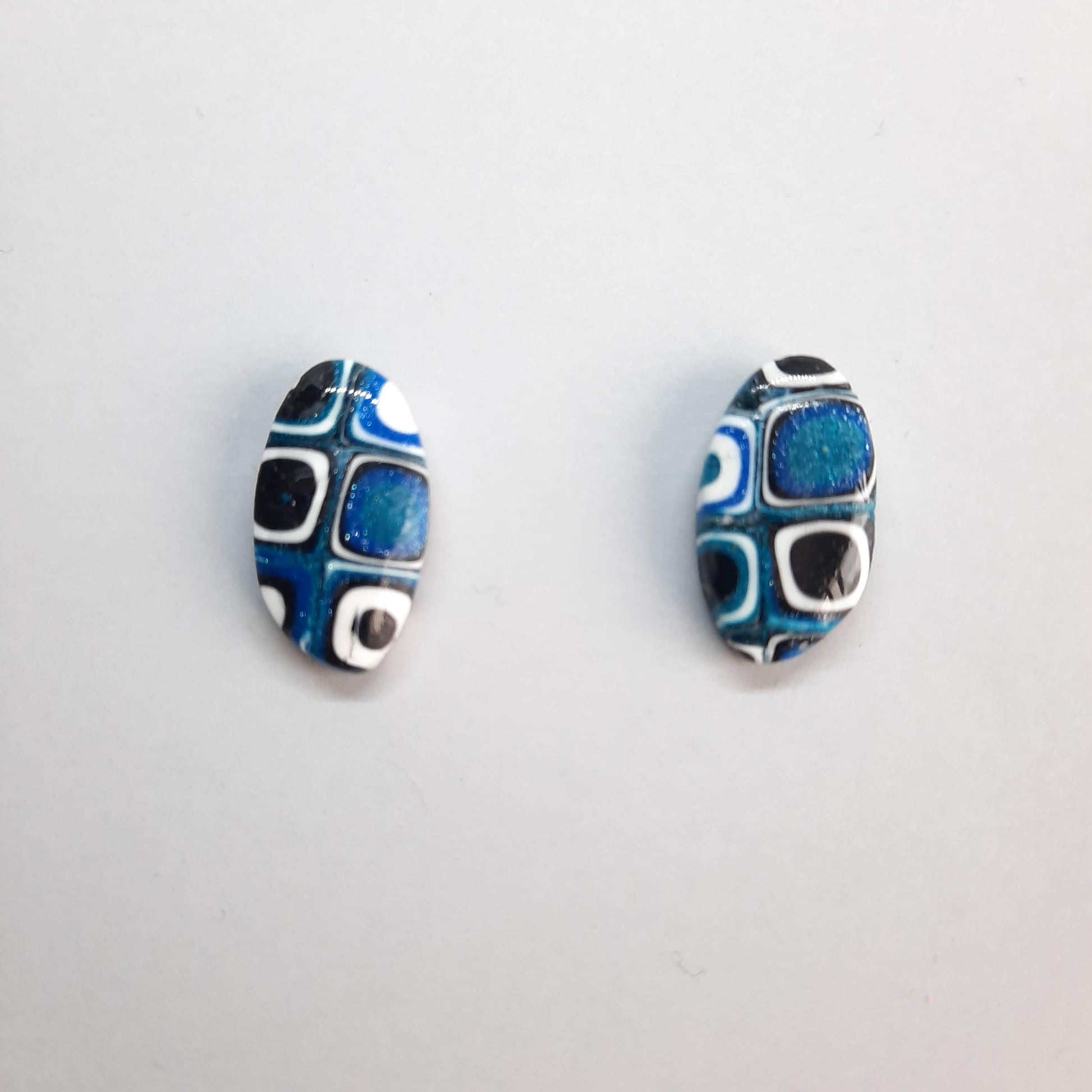 Pendientes Botón Ovalado Pasión Azul