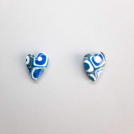 Pendientes Botón Corazón Pasión Azul