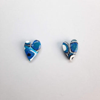 Pendientes Botón Corazón Pasión Azul