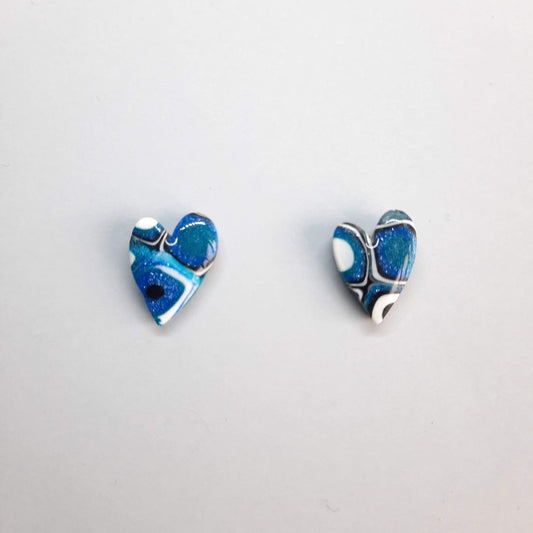 Pendientes Botón Corazón Pasión Azul