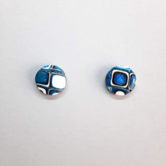 Pendientes Botón Redondo Mediano Pasión Azul