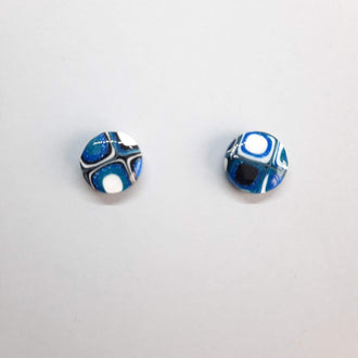 Pendientes Botón Redondo Mediano Pasión Azul