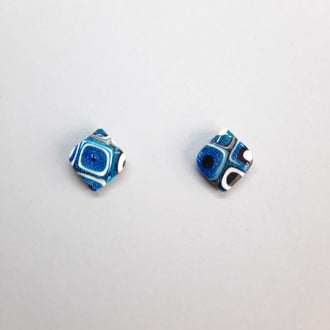 Pendientes Botón Cuadrado Pasión Azul