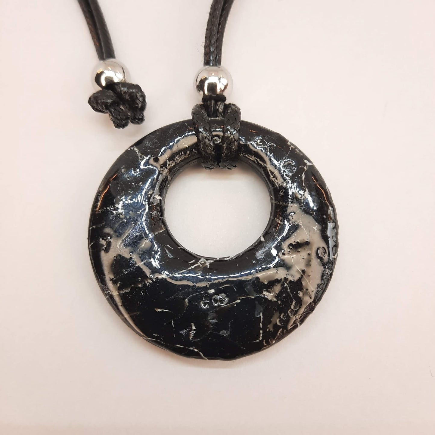 Colgante Círculo Grande Negro Mármol