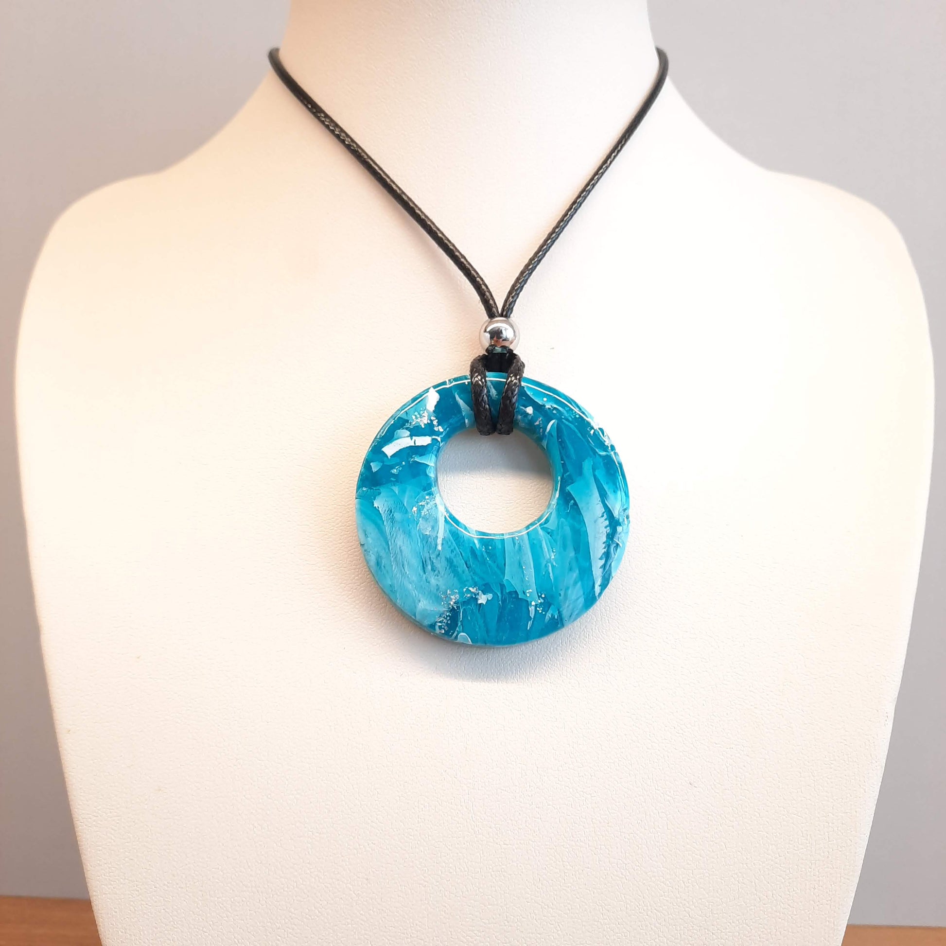 Colgante Círculo Grande XL Aguamarina