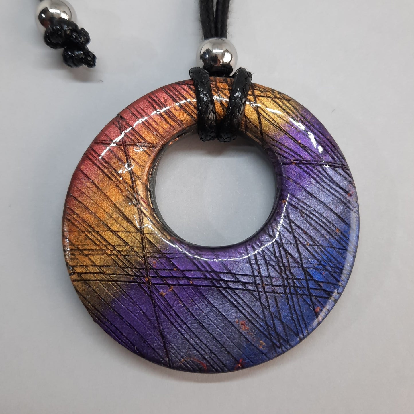 Colgante Circulo Grande XL Labradorita Violeta