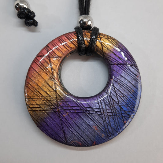 Colgante Circulo Grande XL Labradorita Violeta