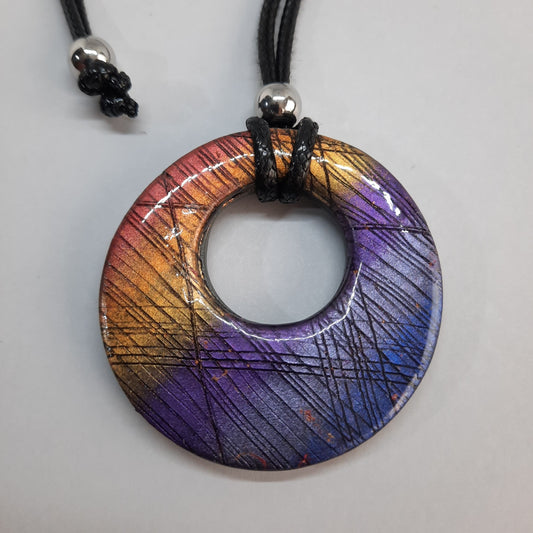 Colgante Circulo Grande XL Labradorita Violeta