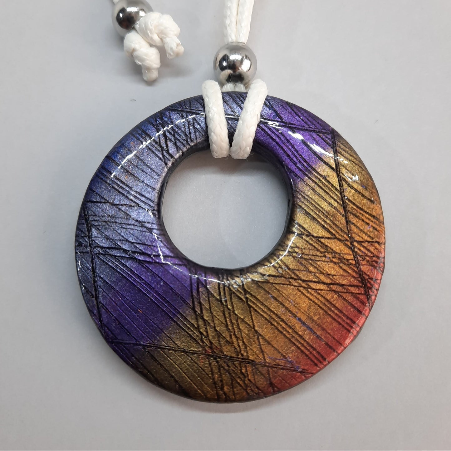 Colgante Circulo Grande XL Labradorita Violeta