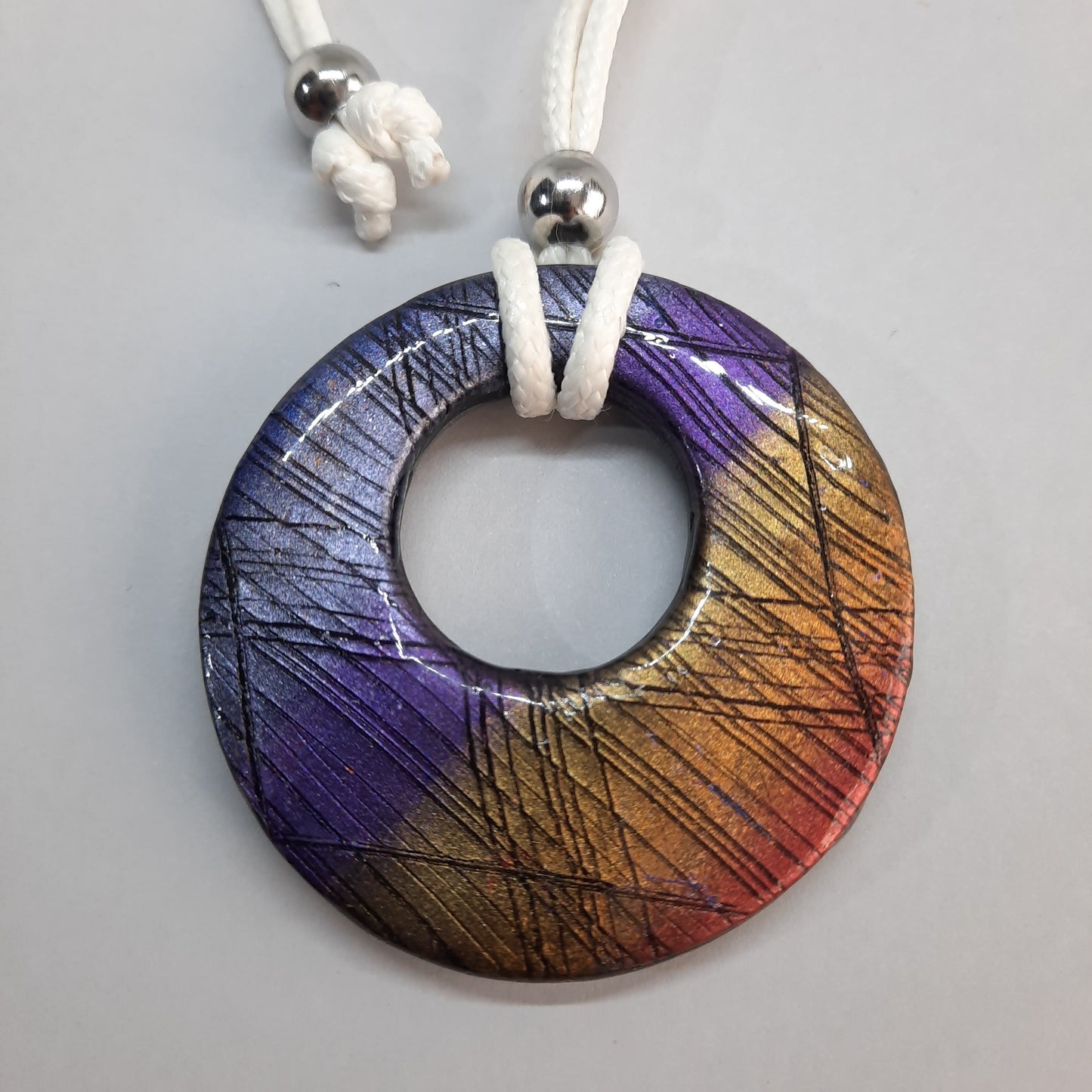 Colgante Circulo Grande XL Labradorita Violeta