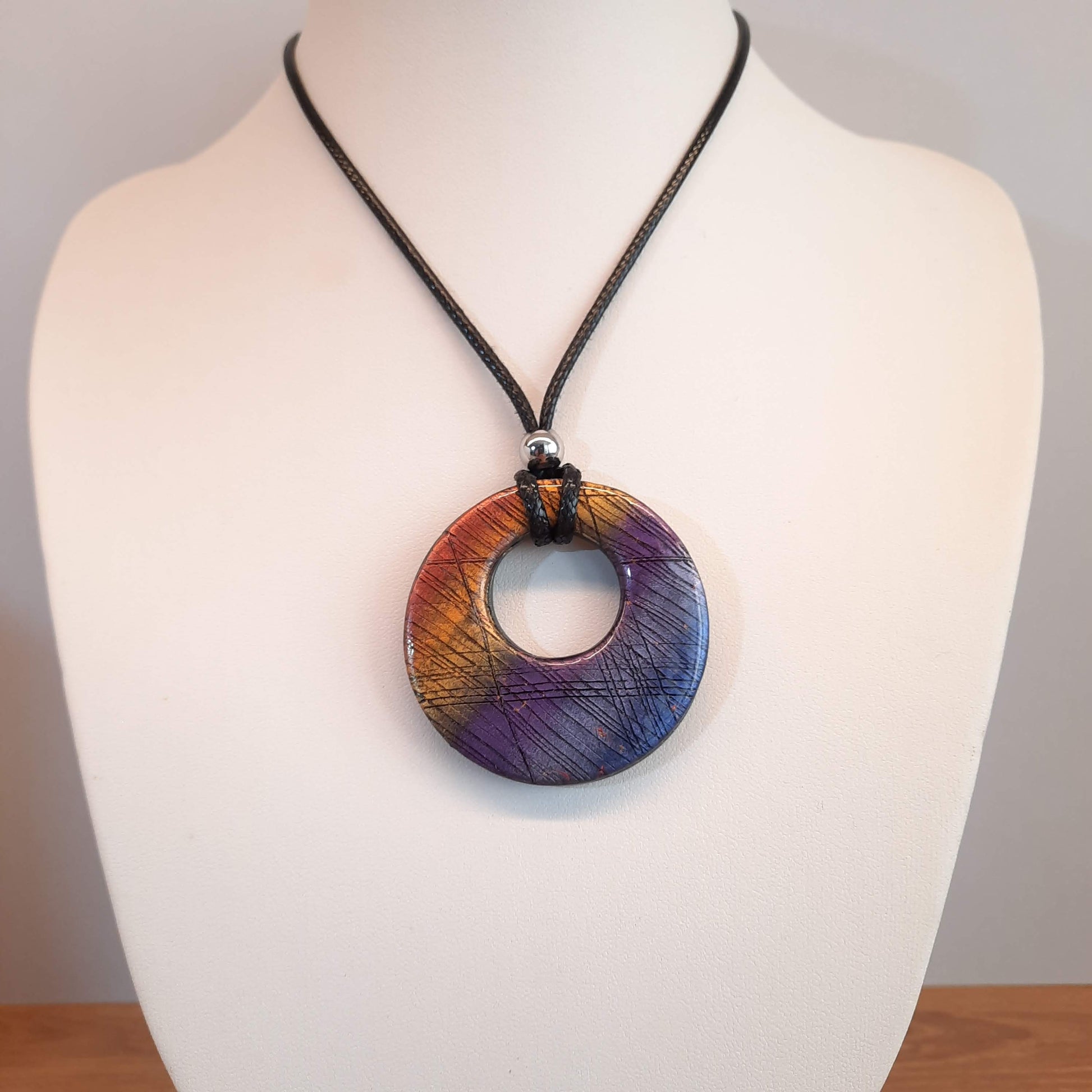Colgante Circulo Grande XL Labradorita Violeta