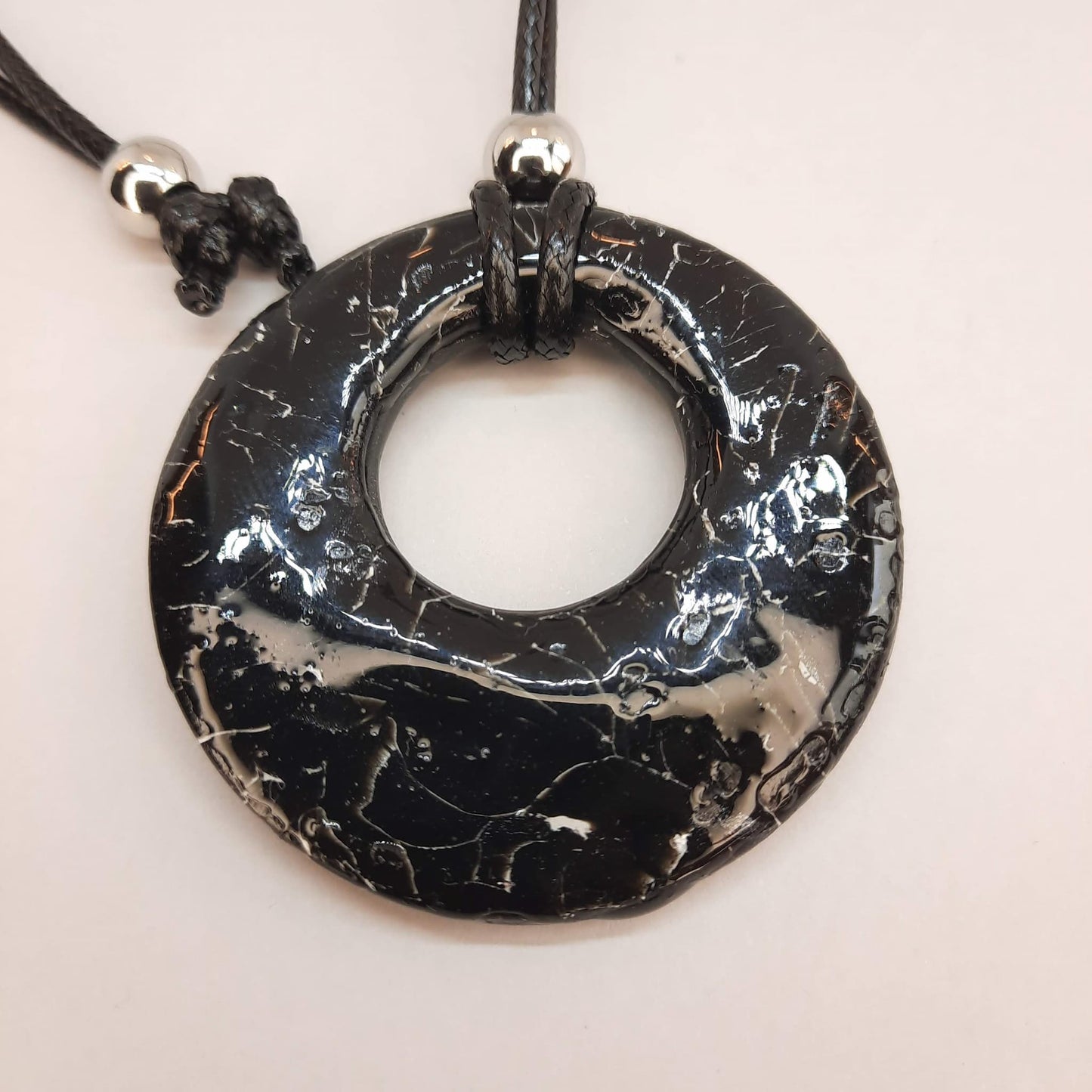 Colgante Círculo Grande XL Negro Mármol