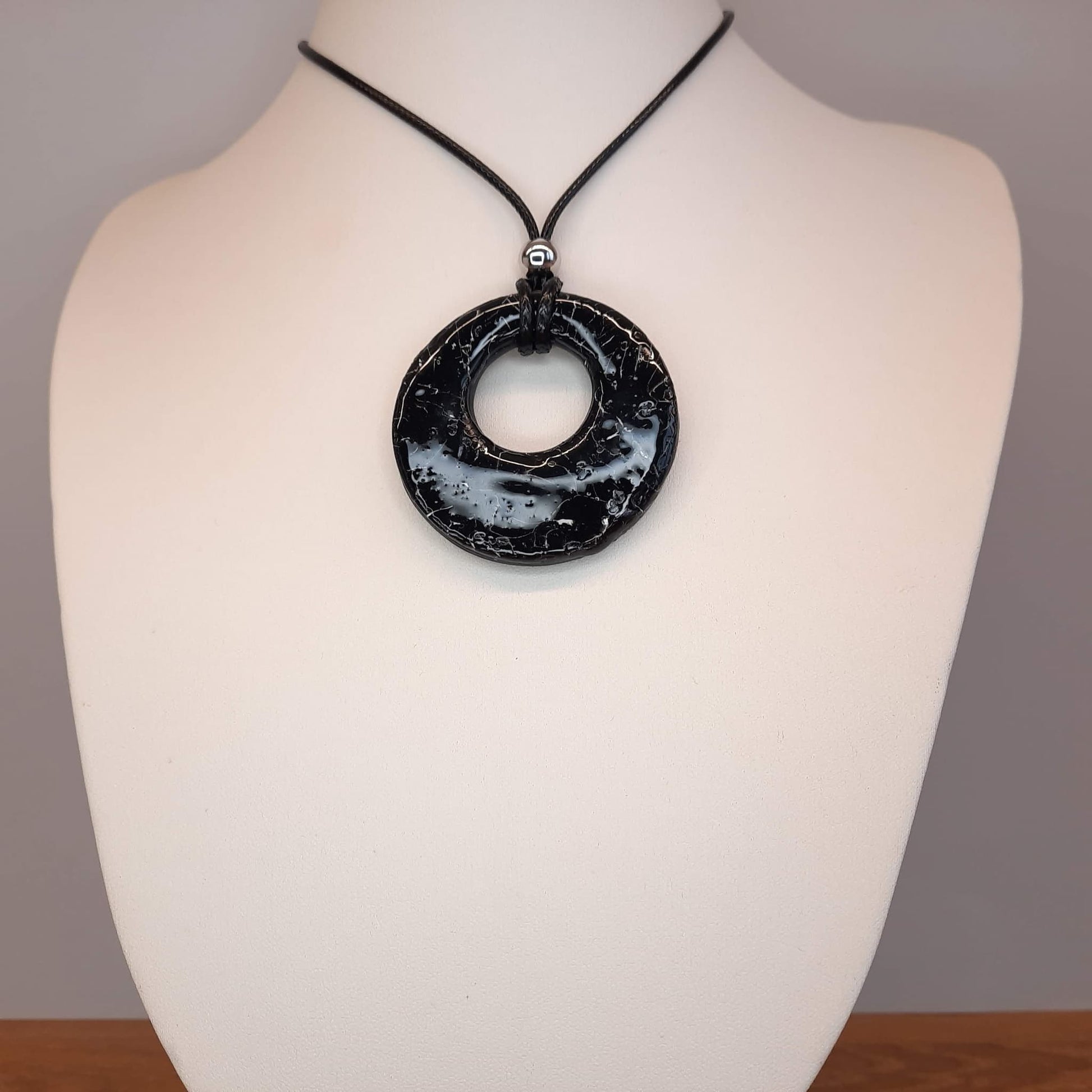 Colgante Círculo Grande XL Negro Mármol