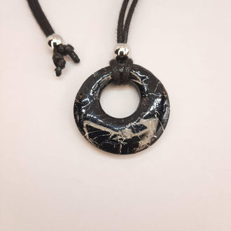 Colgante Círculo Mediano Negro Mármol