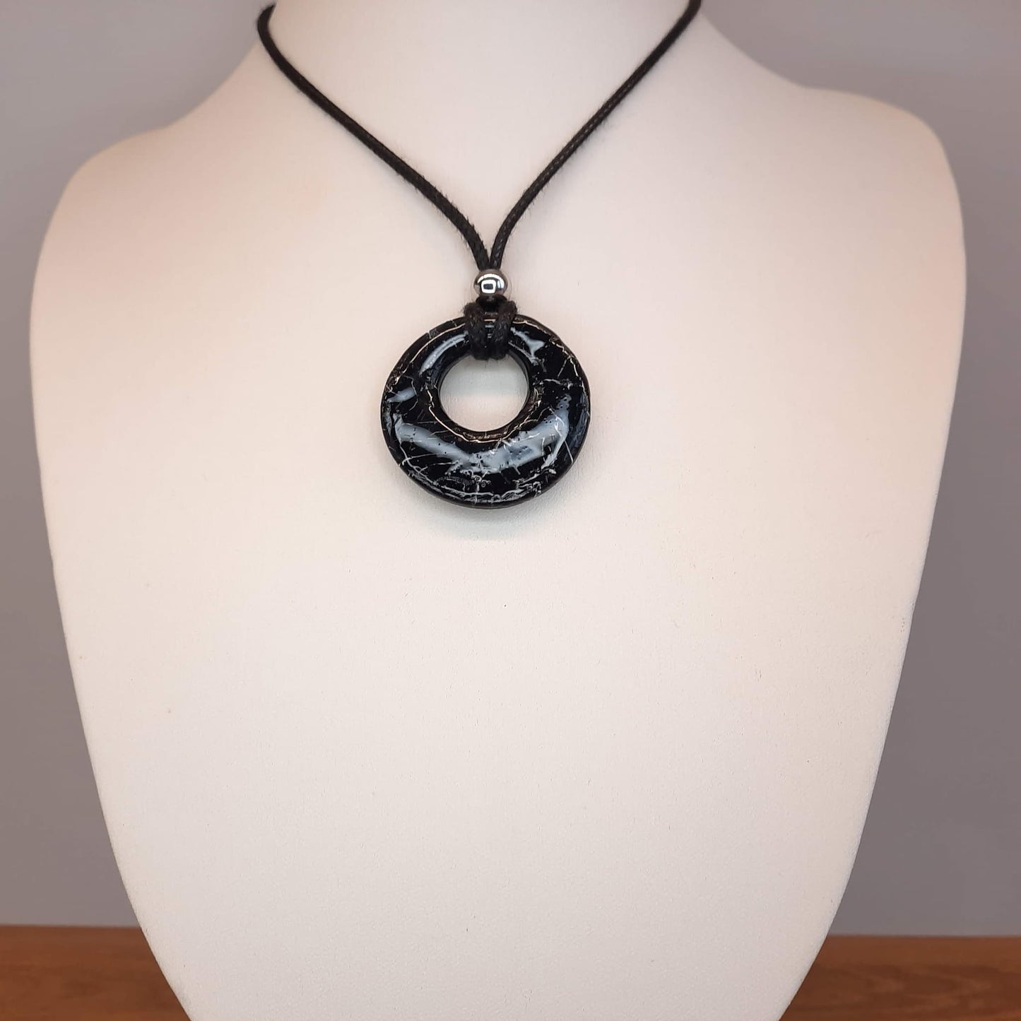 Colgante Círculo Mediano Negro Mármol