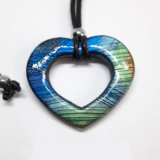 Colgante Corazón Alma Grande Labradorita Azul