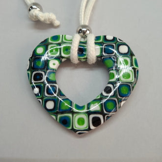 Colgante Corazón Alma Grande Mosaico Verde