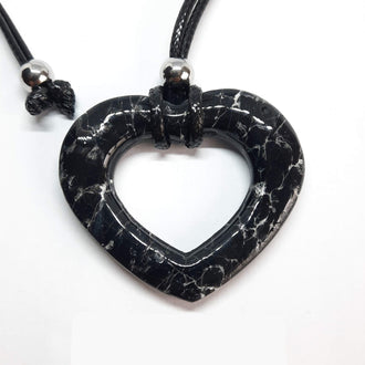 Colgante Corazón Alma Grande Negro Mármol