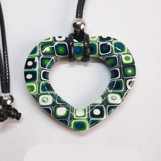 Colgante Corazón Alma Grande Verde Blanco