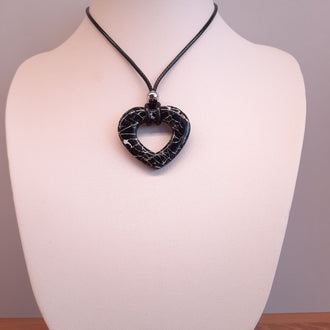 Colgante Corazón Alma Mediano Negro Mármol