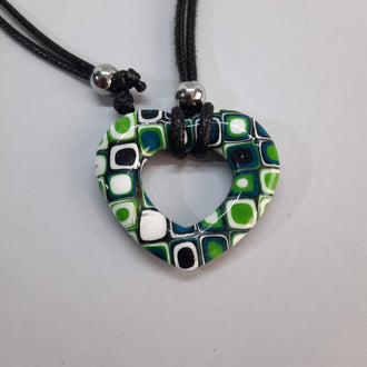 Colgante Corazón Alma Mediano Verde Blanco