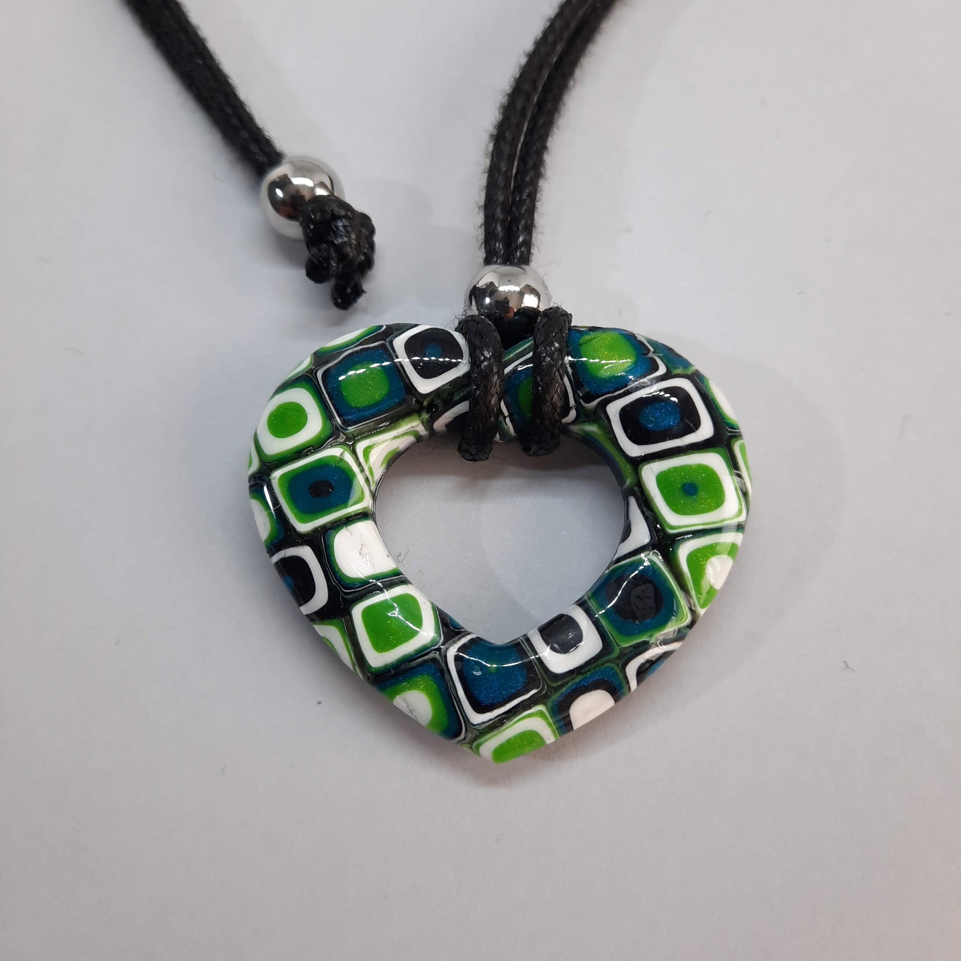 Colgante Corazón Alma Mediano Verde Blanco