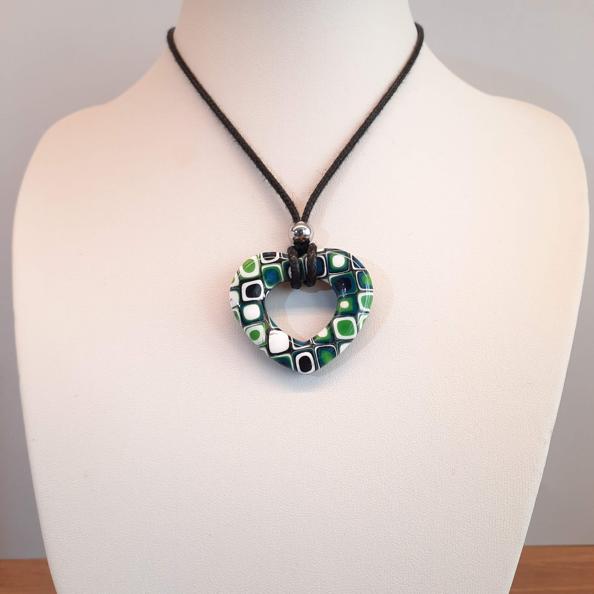 Colgante Corazón Alma Mediano Verde Blanco