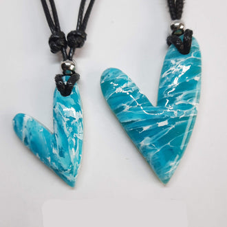 Colgante Corazón Delgado Aguamarina