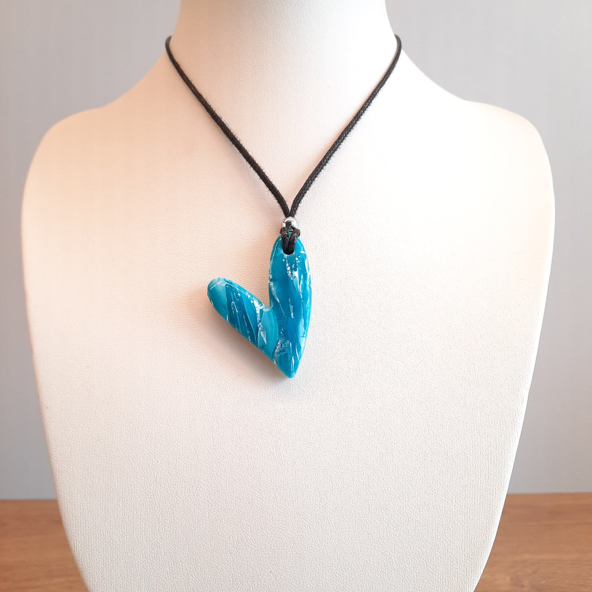 Colgante Corazón Delgado Aguamarina