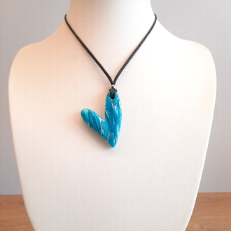 Colgante Corazón Delgado Aguamarina