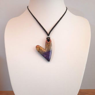 Colgante Corazón Delgado Labradorita Violeta