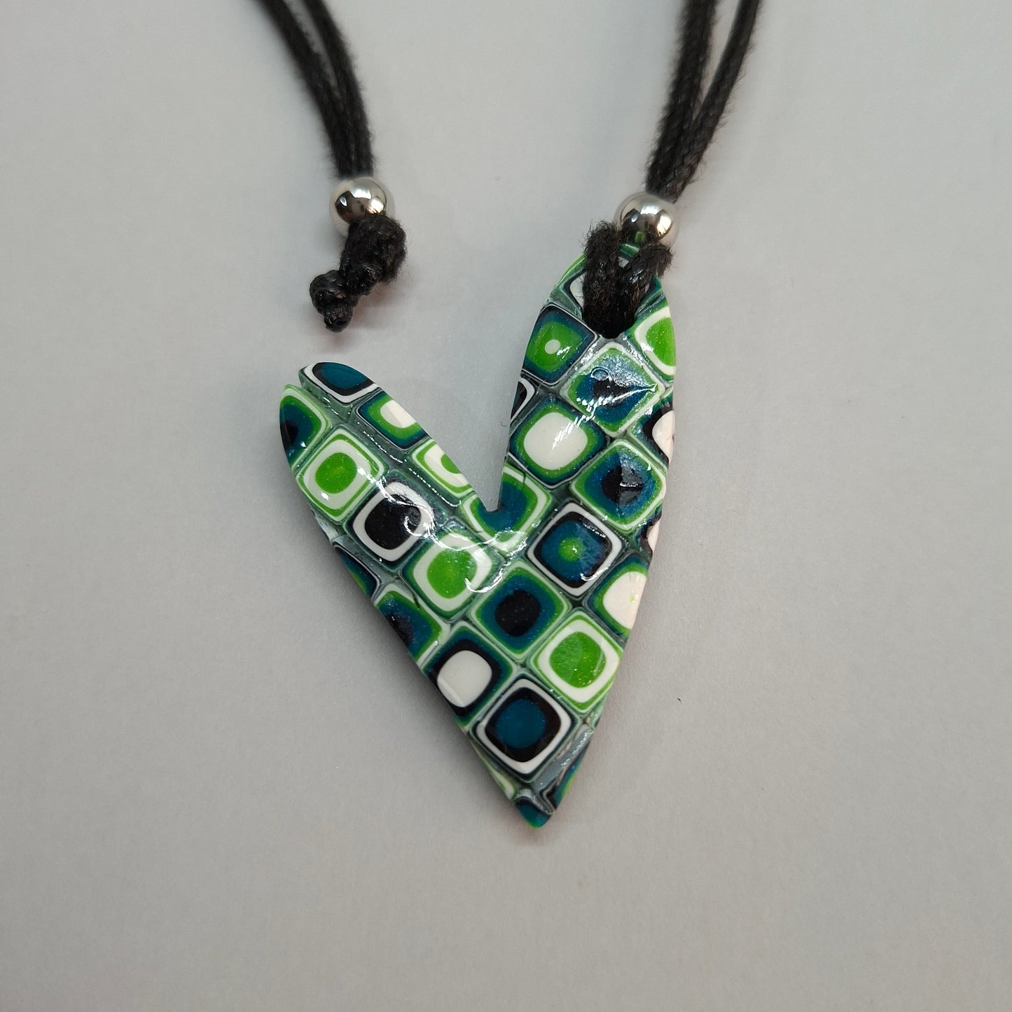 Colgante Corazón Delgado Mosaico Verde