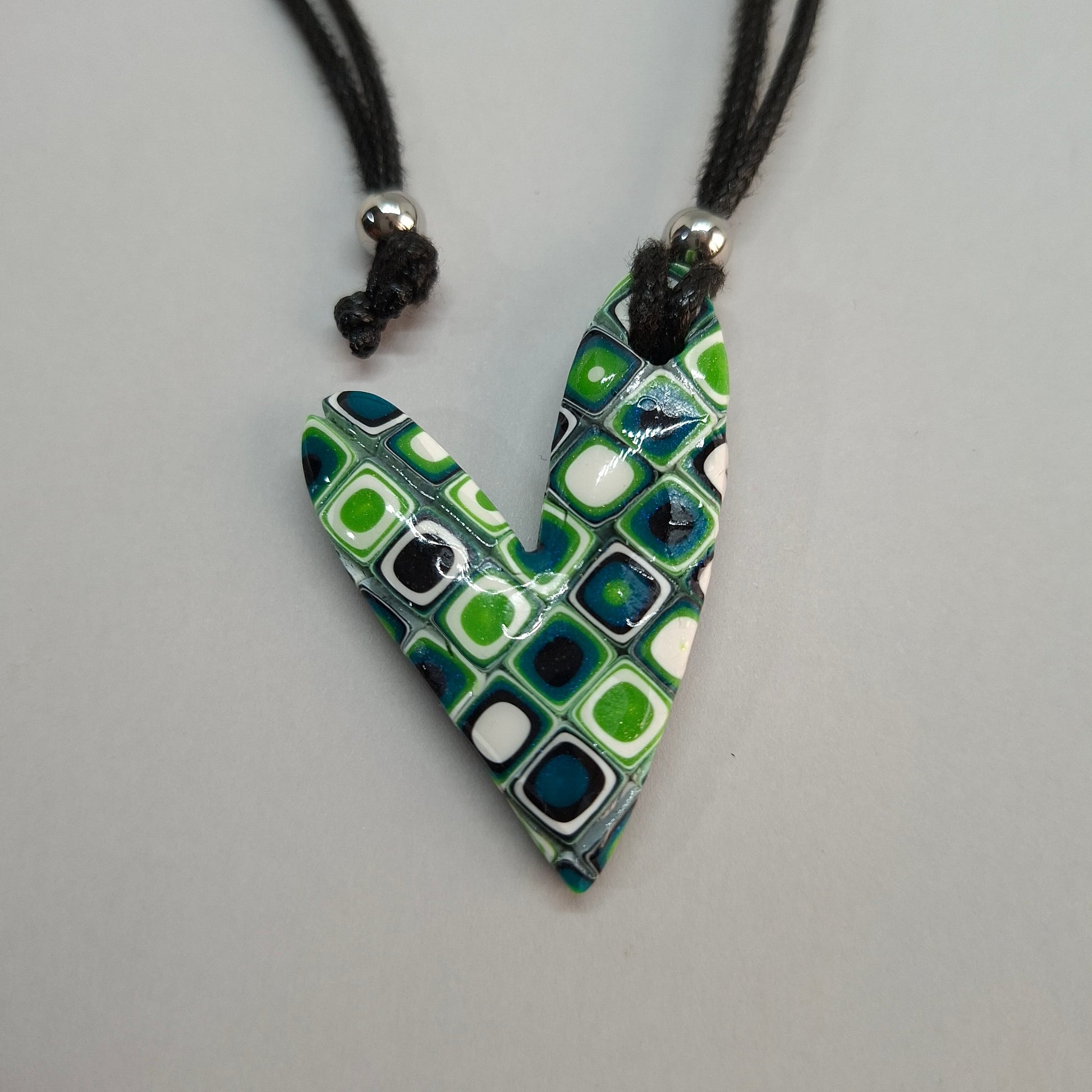 Colgante Corazón Delgado Mosaico Verde