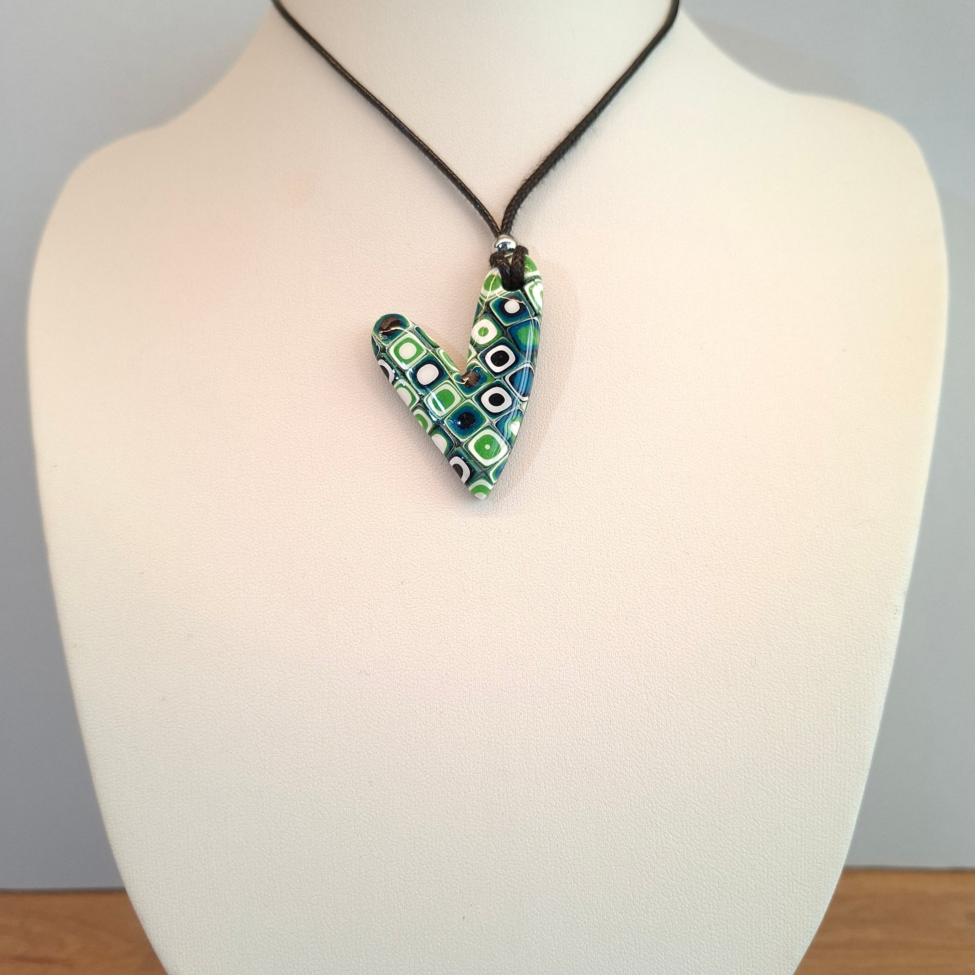 Colgante Corazón Delgado Mosaico Verde