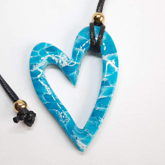 Colgante Corazón Hueco Grande Aguamarina