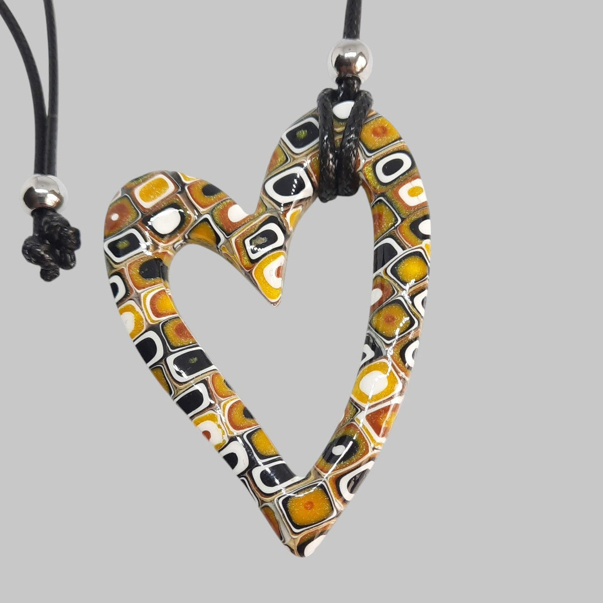 Colgante Corazón Hueco Grande Amarillo Antiguo
